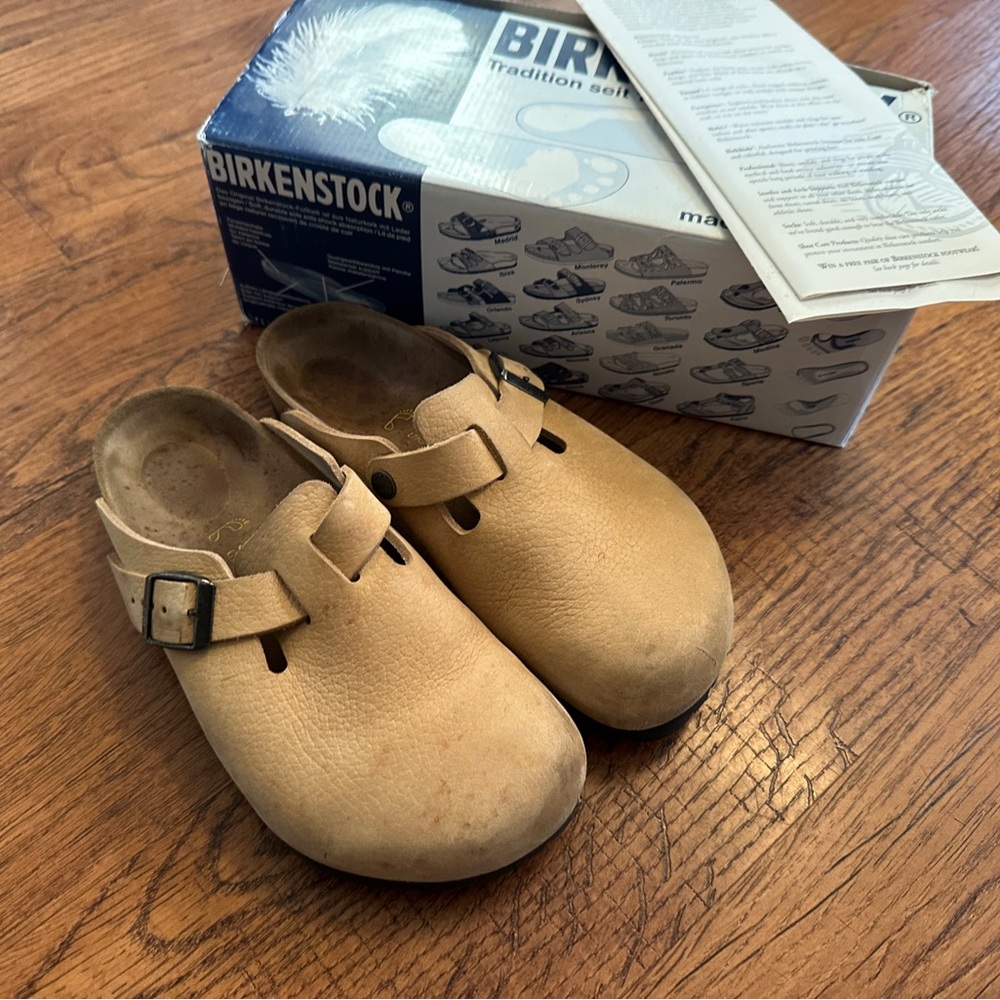 Birkenstock Tan Slippers with Contoured Footbed
